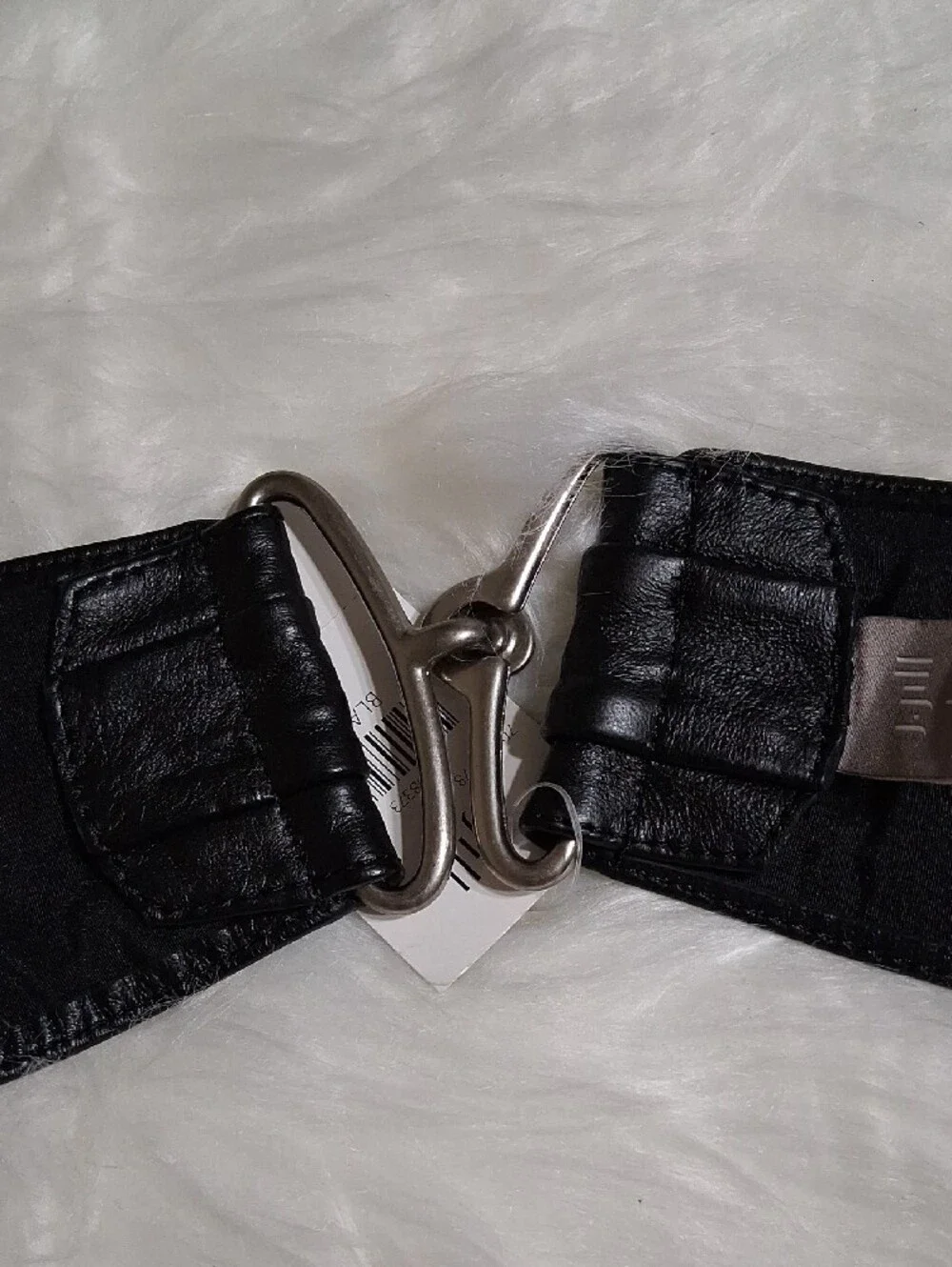 NWT J. Jill Black Braided Wide Stretch Belt with Silver Hook-Large